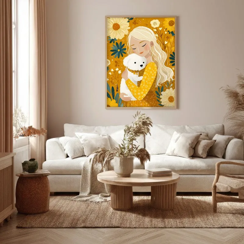 Petal Cuddle Canvas Wall Painting - Brown Frame media 5
