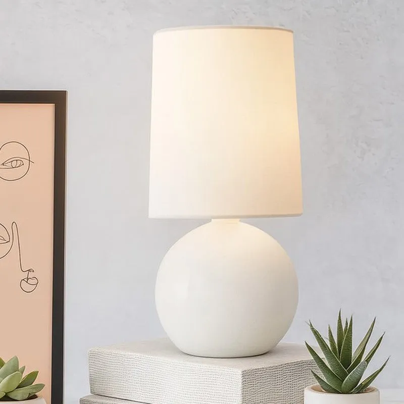 Ibex Orb Ceramic Fabric Table Lamp - White media 1