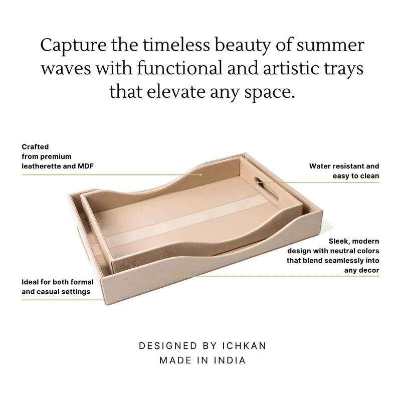 Veltrix Faux Leather Serving Tray (Beige) - Set of Two media 7