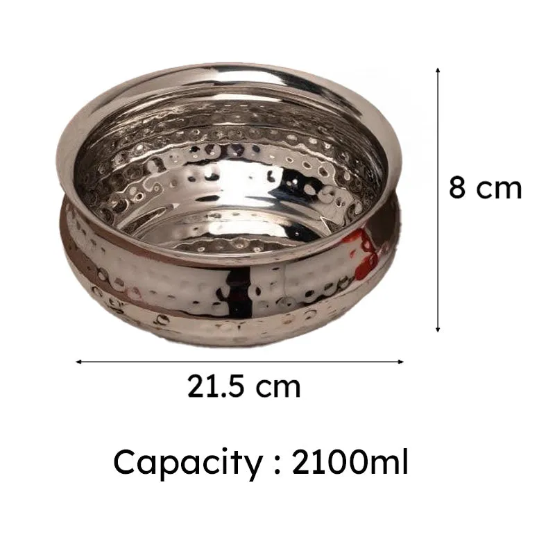 Vintage Charm Stainless Steel Hammered Casserole  With Lid - 2100 mL media 5