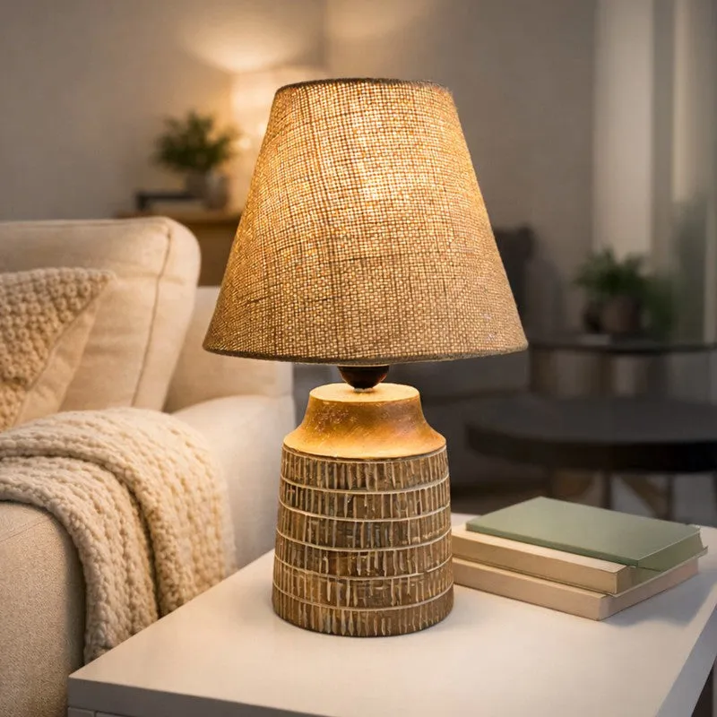 Ember Carve Wooden Table Lamp - Brown media 4