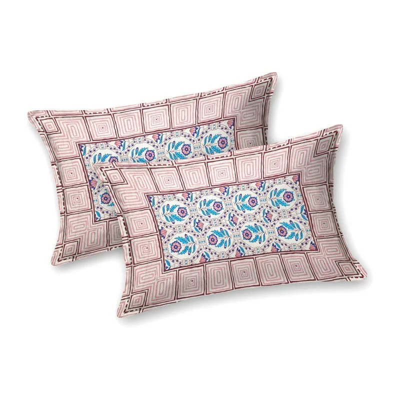 Aurao Cotton Bedsheet (Blue,Pink) - 240 TC media 4