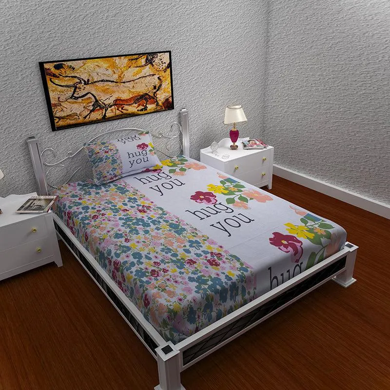 Fleur Jardin Hugs Floral Cotton Bedsheet - 144 TC media 4