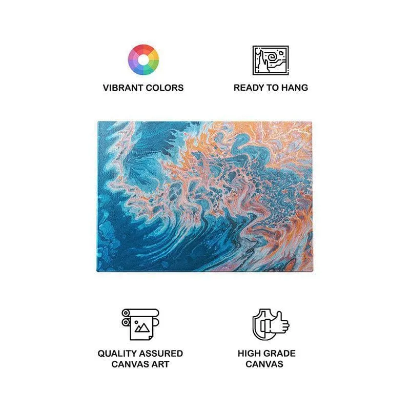 Deep Blue & Orange Canvas Wall Painting - Gallery Wrap media 3