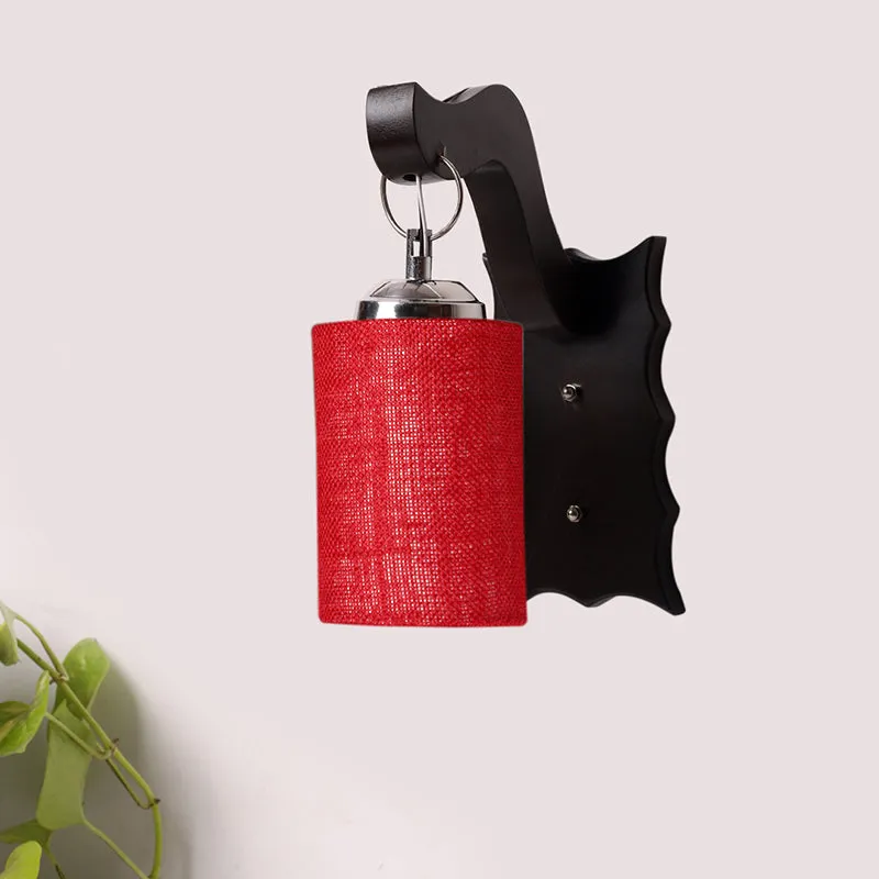 Delphi Jute & Wooden Wall Lamp - Maroon media 3