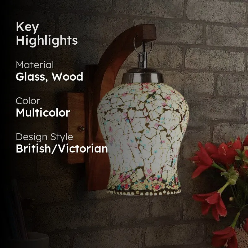 Glama Forma Mosaic Glass & Wooden Wall Lamp media 2