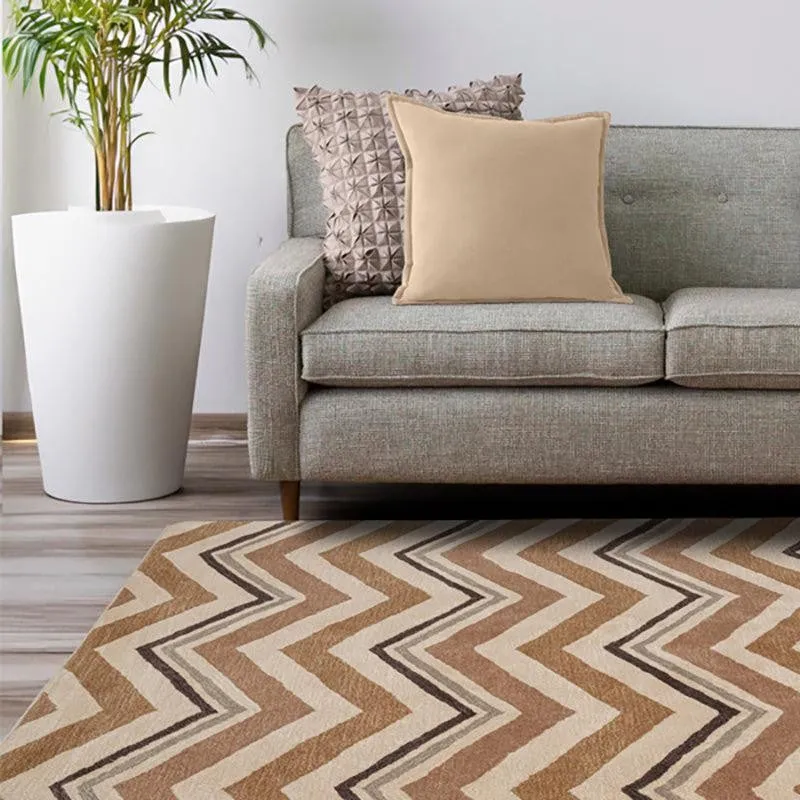 Peregrin Hand Tufted Geometric Wool & Nylon Carpet - Brown media 7