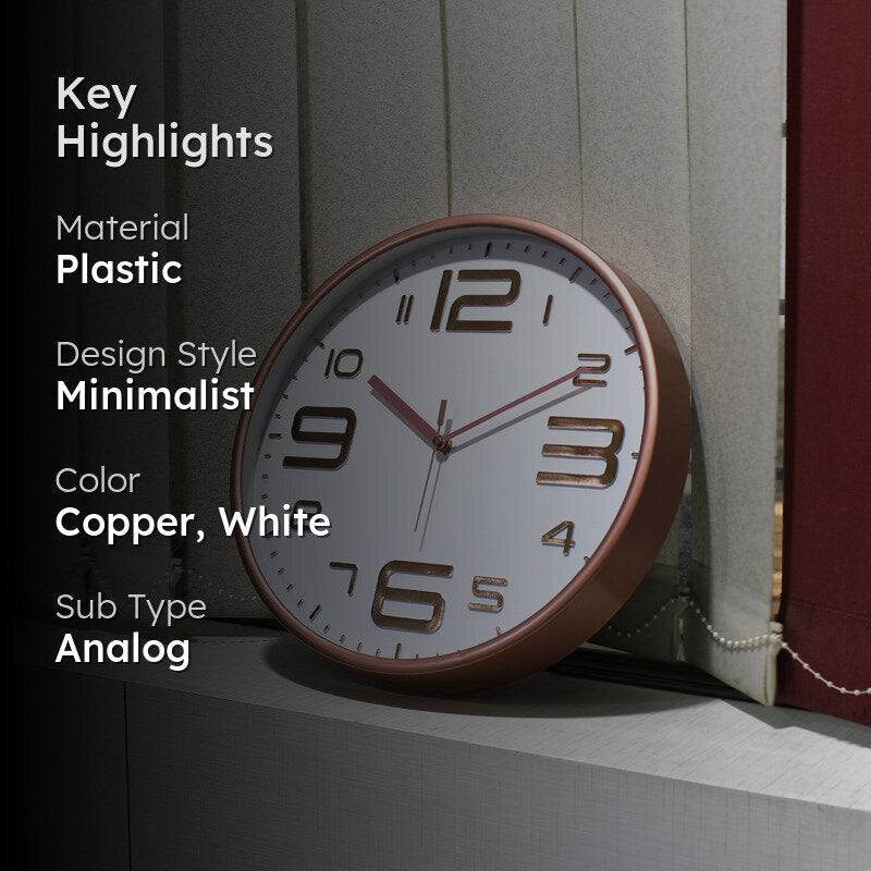 Cadence Analog Wall Clock - Copper, White media 2
