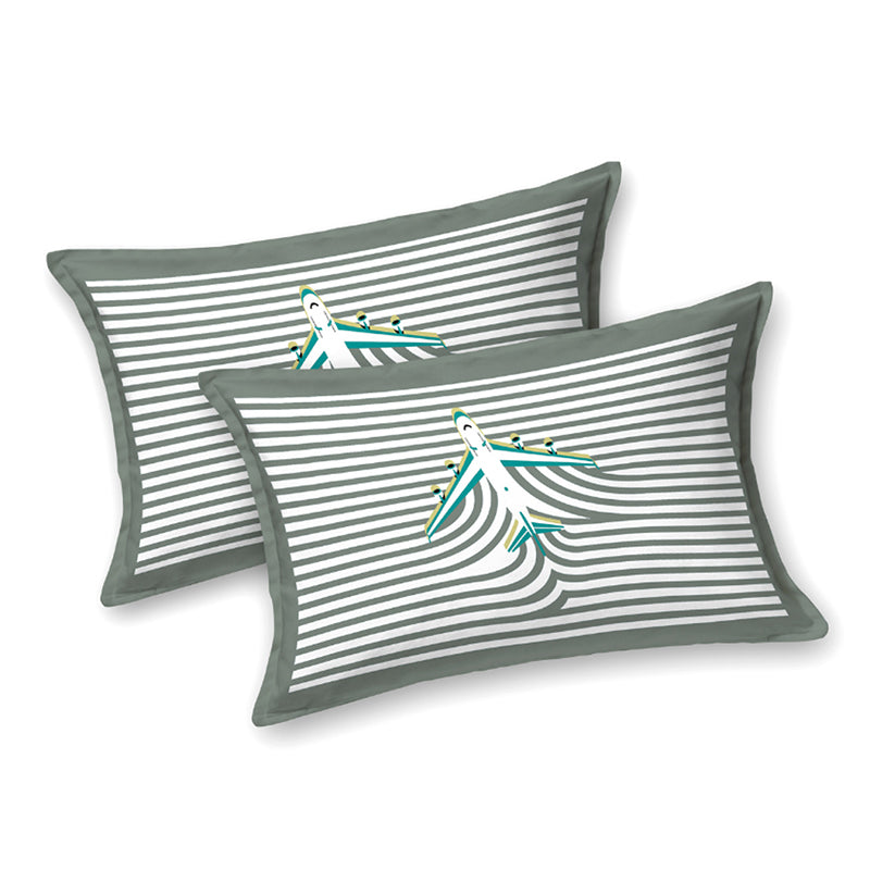 Illusion Stripey Flight Cotton Bedsheet (Grey) - 200 TC media 5