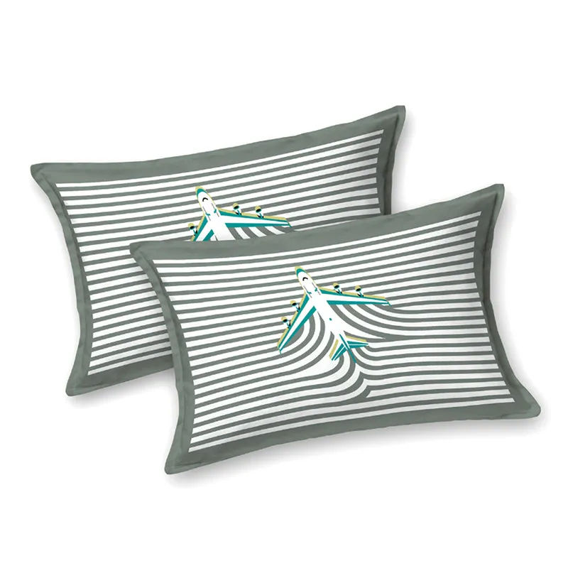 Illusion Stripey Flight Cotton Bedsheet (Grey) - 200 TC media 5
