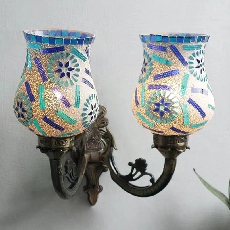 Tara Twinner Mosaic Glass & Metal Wall Lamp media 3