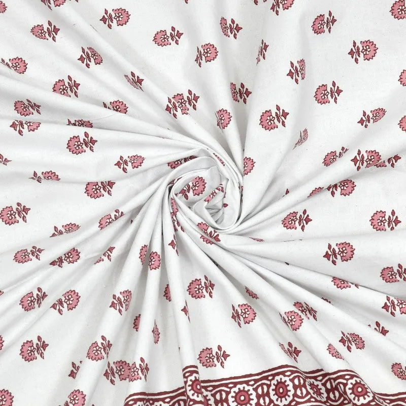 Gardenva Cotton Bedsheet (White,Pink) - 240 TC media 5