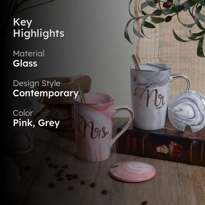 Mr & Mrs Glass Coffee Mug (380 mL Each) - Set Of Two media 2