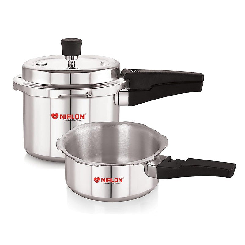 Nirlon Steel Shine Pressure Cooker(3L/2L) - Set Of Two media 8