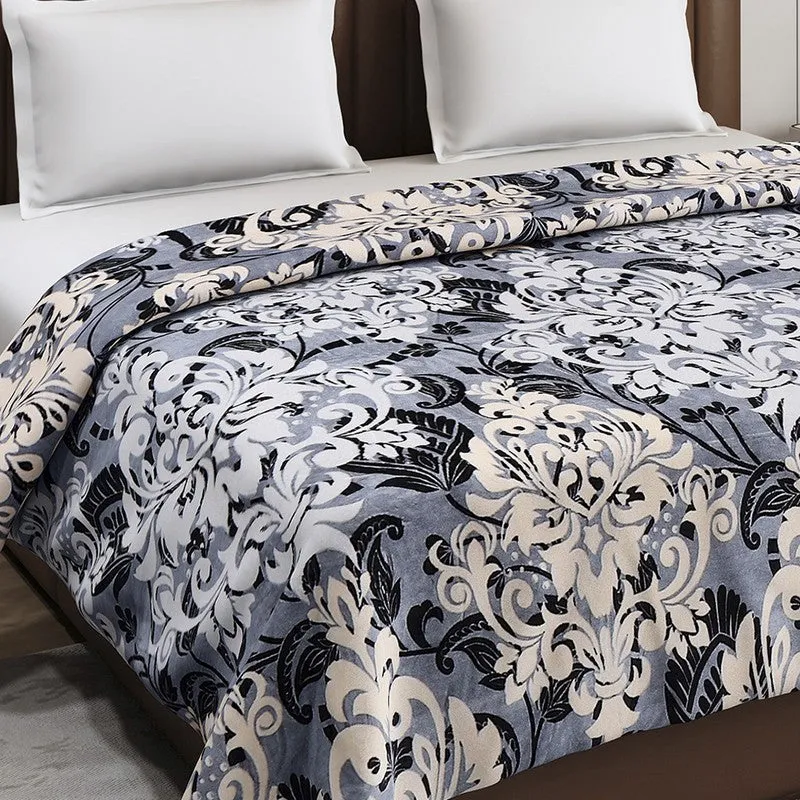Monte Carlo Symmetry Indian Motif Print Polyester Blanket (Grey) - 210 GSM media 5