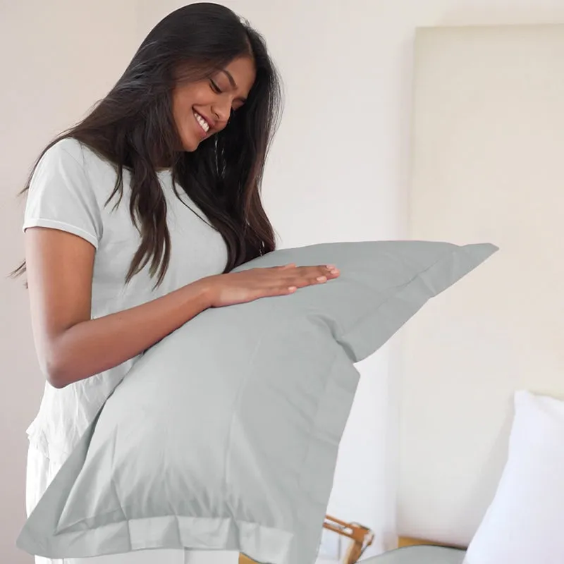 Maison Solid Cotton Pillow Cover (Light Grey,400TC) - Set Of Two media 6