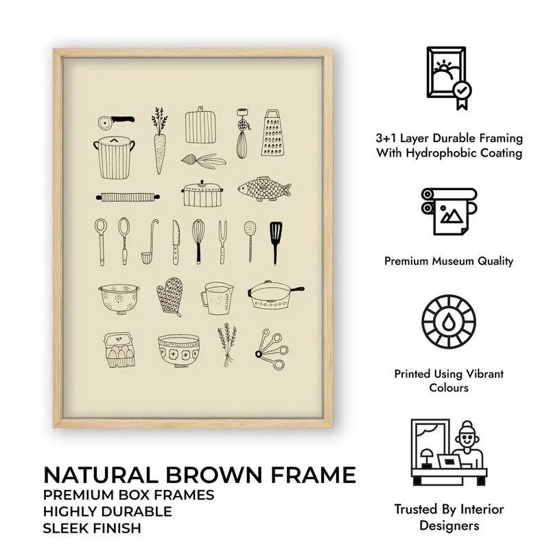 Kitchen Script Archival Canvas Wall Art - Black media 12