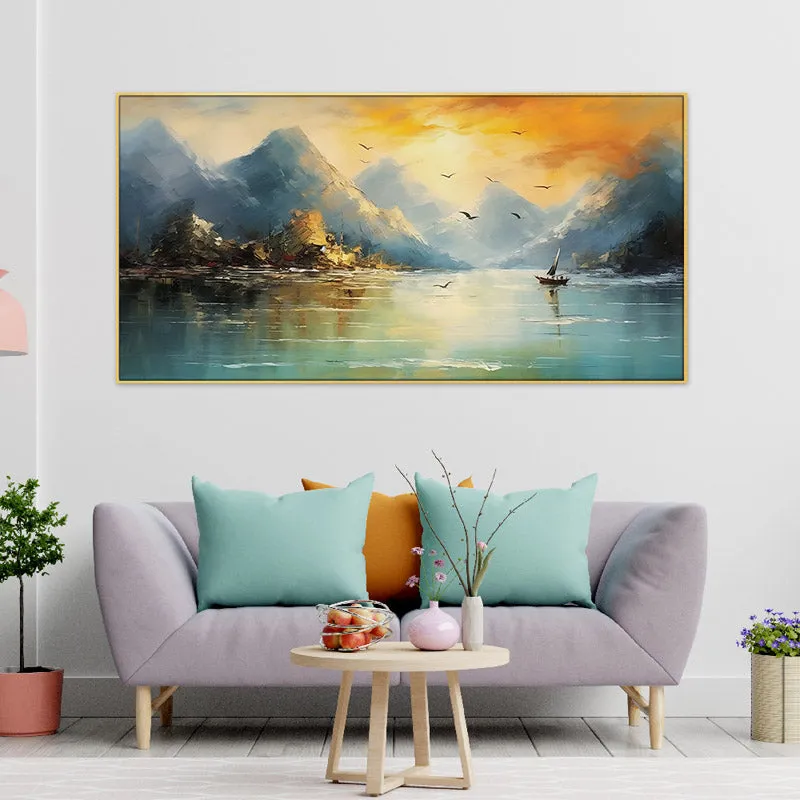 Golden Hue Sunshine Wall Painting media 1