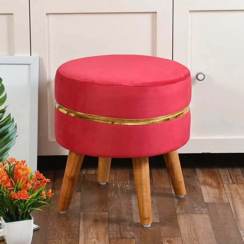 Classic Solid Velvet Ottoman - Red media 1