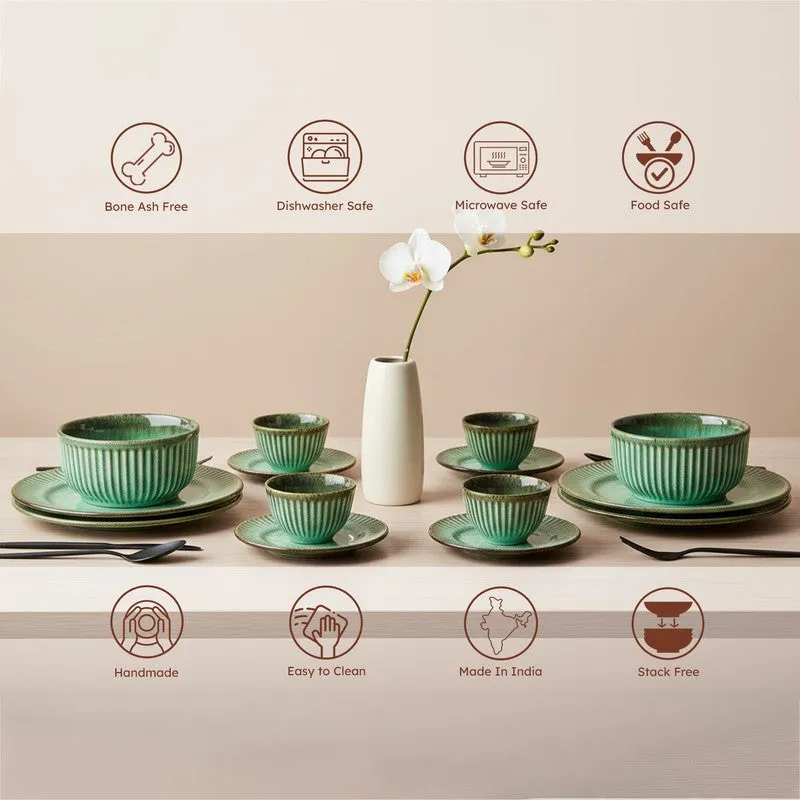 Mintora Green Ceramic Dinner Set - 20 Piece Set media 6