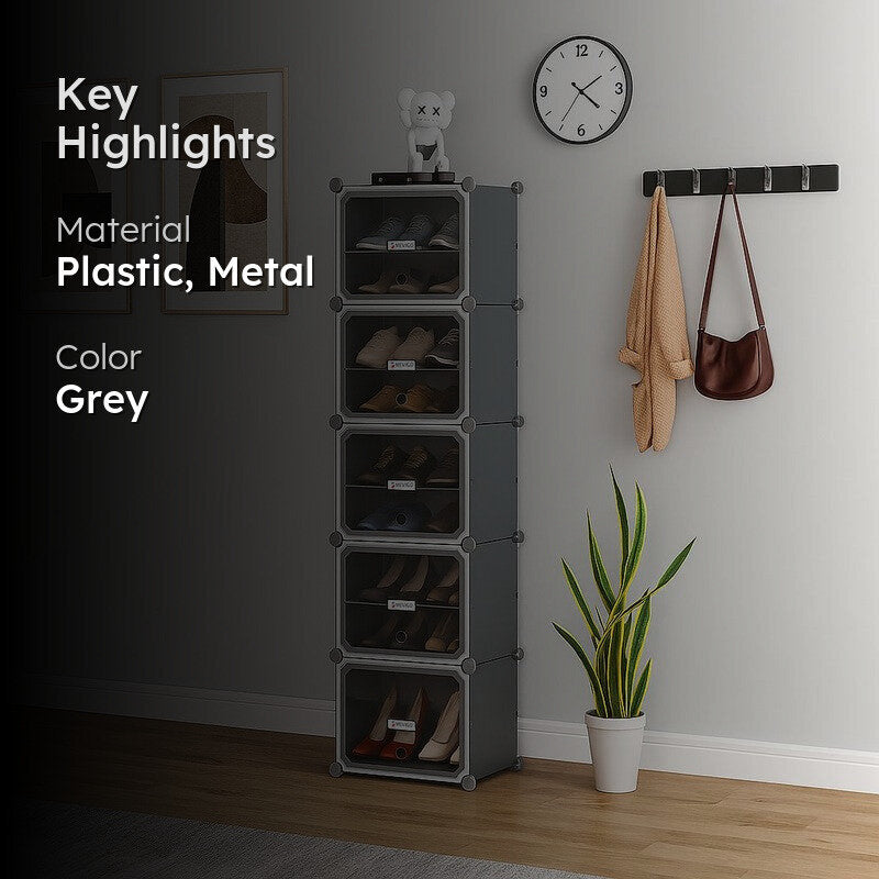 PureForm Grey Plastic & Metal Shoe Racks media 2