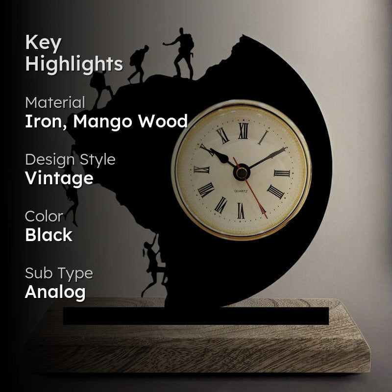 Hang On Iron & Mango Wood Table Clock media 2