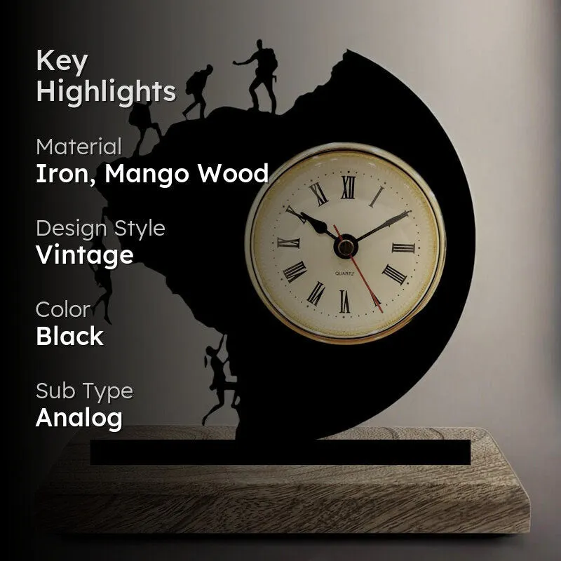 Hang On Iron & Mango Wood Table Clock media 2