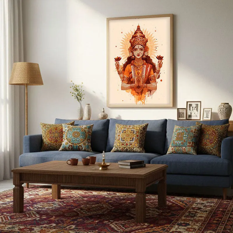 Divine Grace of Goddess Mahalaxmi Archival Paper Wall Art - Natural Brown Frame media 4