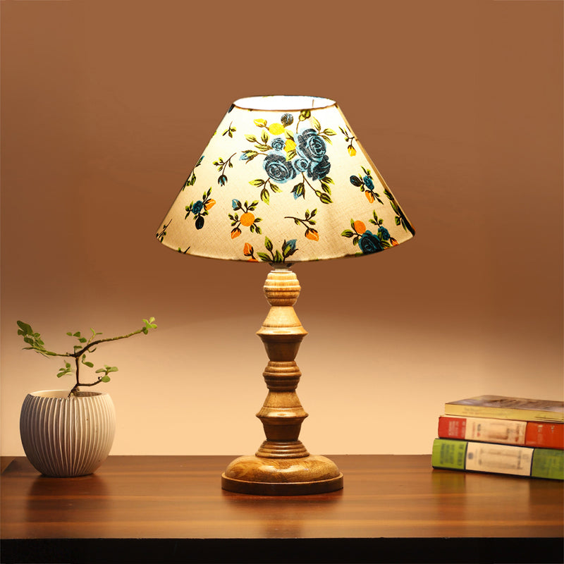 Fleur Cone Timber Wooden Table Lamp