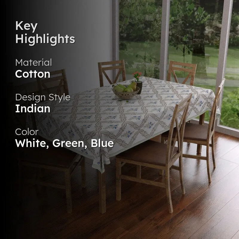 GridAura Cotton Table Cover - Sage Green,Blue media 2