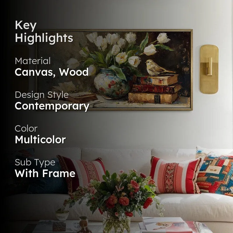 Antique Garden Canvas Wall Painting With Frame media 2