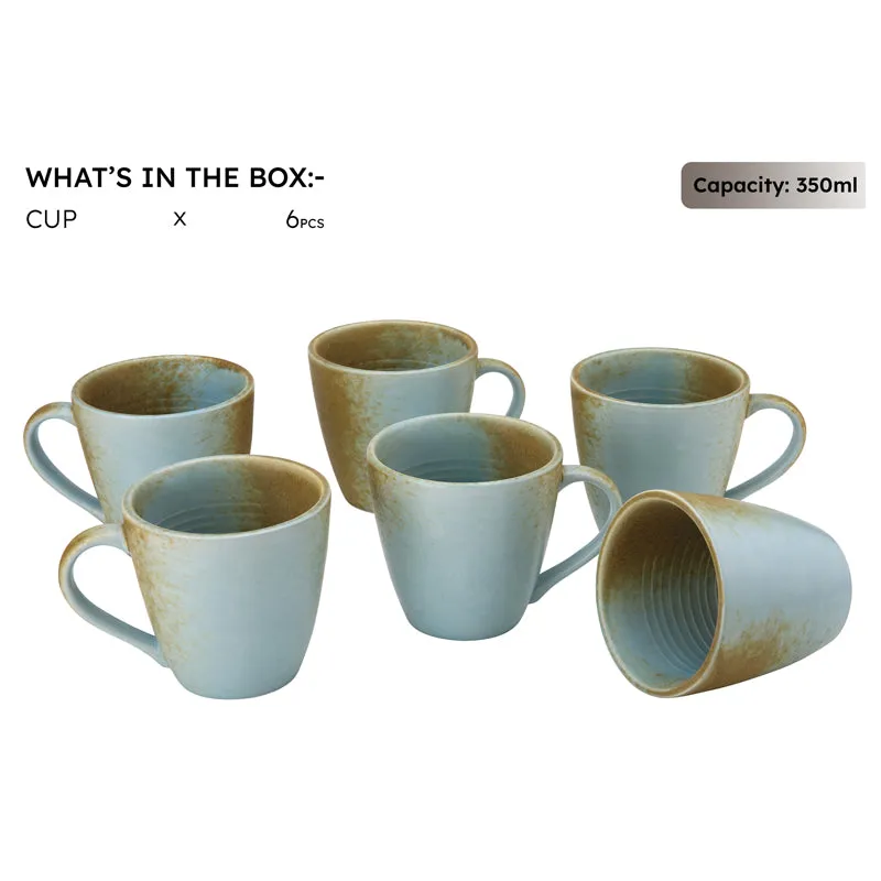 Tivraa Ceramic Coffee Mug (350 mL Each) - Set of Six media 4