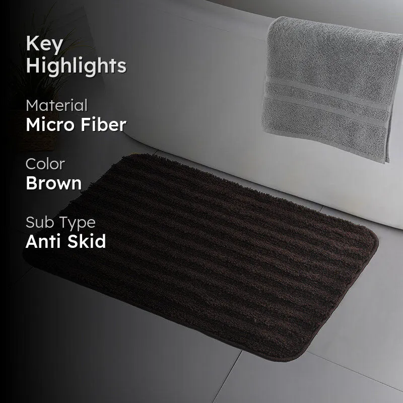 Joen Anti Skid Bath Mat (Brown) - Set Of Three media 2