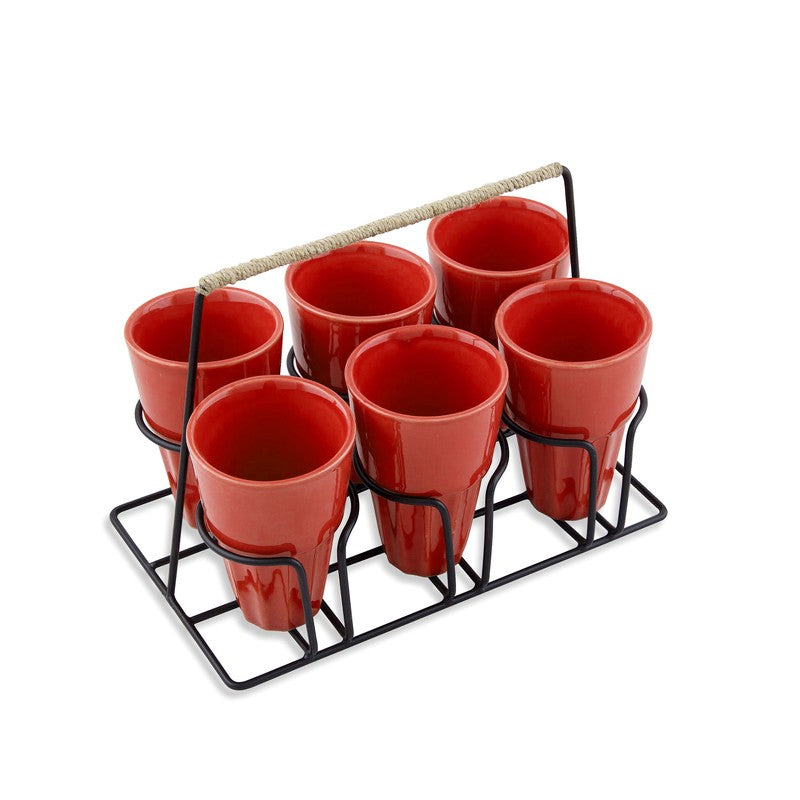 Terra Vibe Kulhad (120 mL,Red) - Seven Piece Set media 3