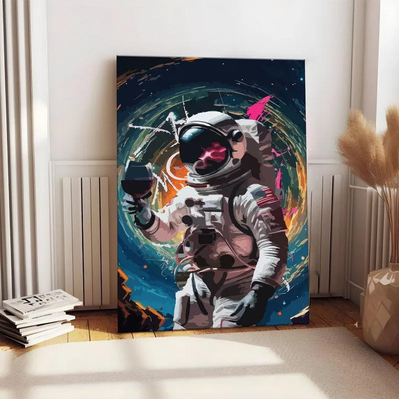 Astronaut In Galaxy Wall Painting media 2