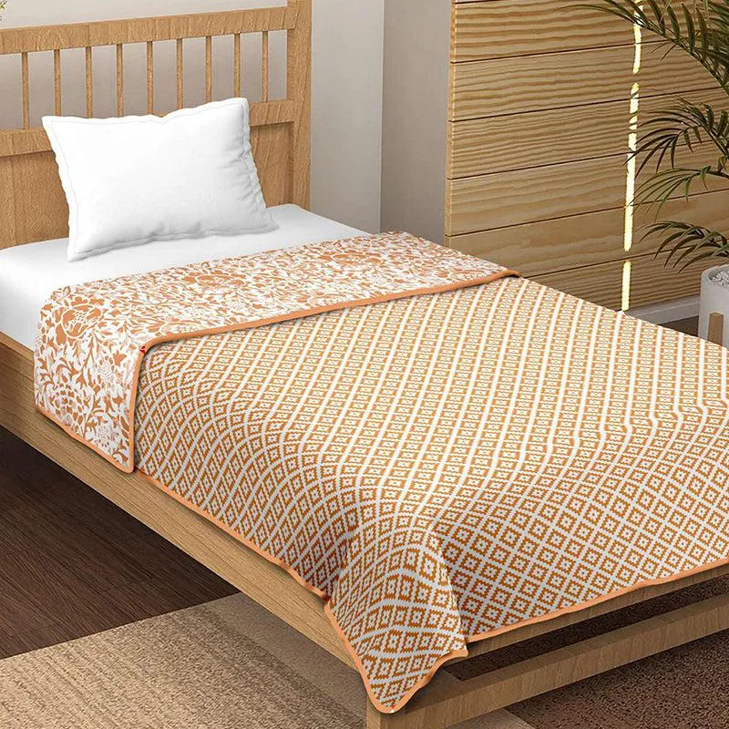 Dyuti Reversible Cotton Dohar (Orange)  - 180 GSM media 5