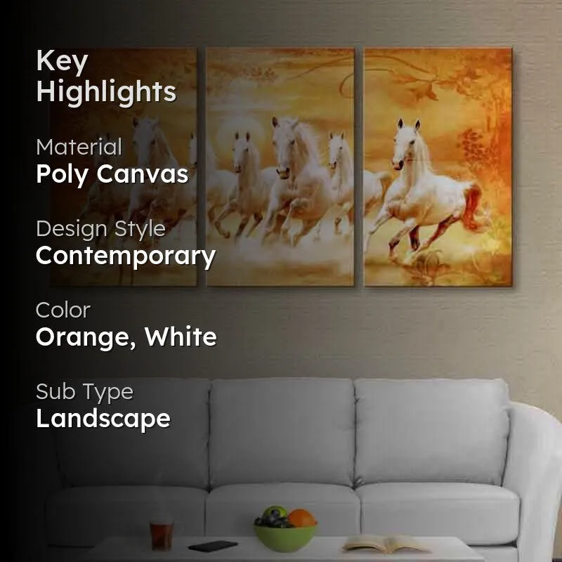 Prancing Horses Poly Canvas Wall Art - Set of Three media 2