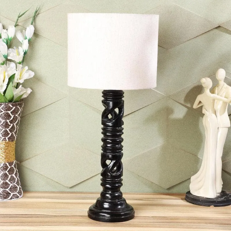 Urbane Wynn Fabric Table Lamp - White,Black media 3