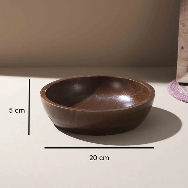 Akhira Handcrafted Mango Wood Serving Bowl - 650 mL media 5