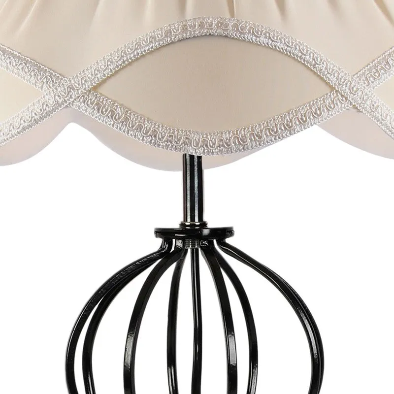 Aurelisse Cotton Table Lamp With Wooden Base - Ivory media 8