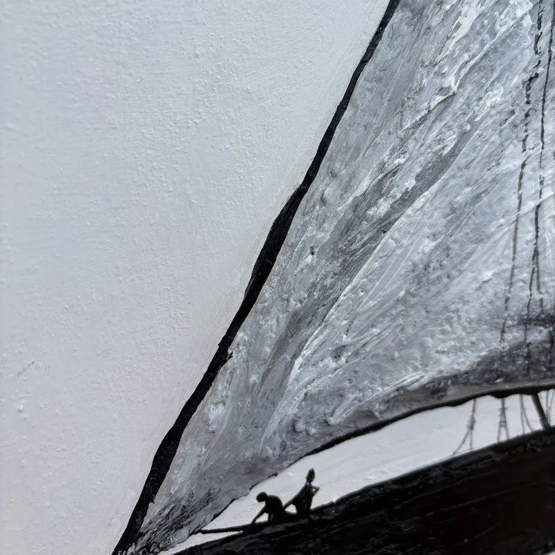 Detailed view of the sail texture and small painted figures