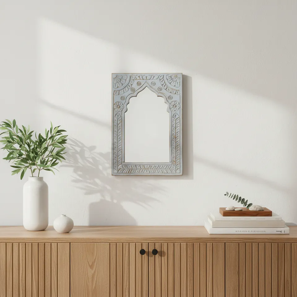 Tazva Decorative Mango Wood Wall Mirror media 1