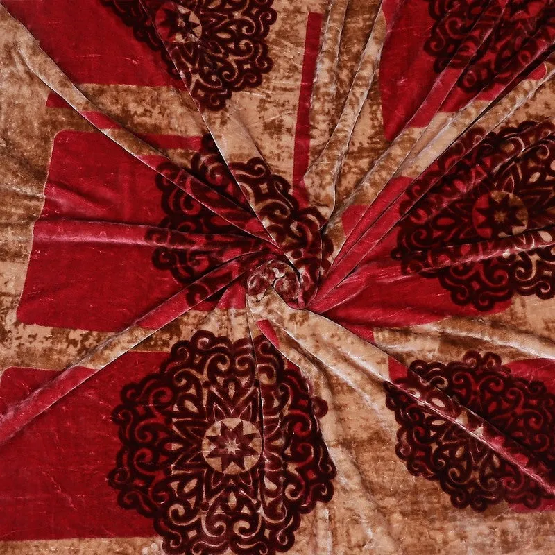Monte Carlo Crimson Elegance Blanket (Brown,Red) - 691 GSM media 5