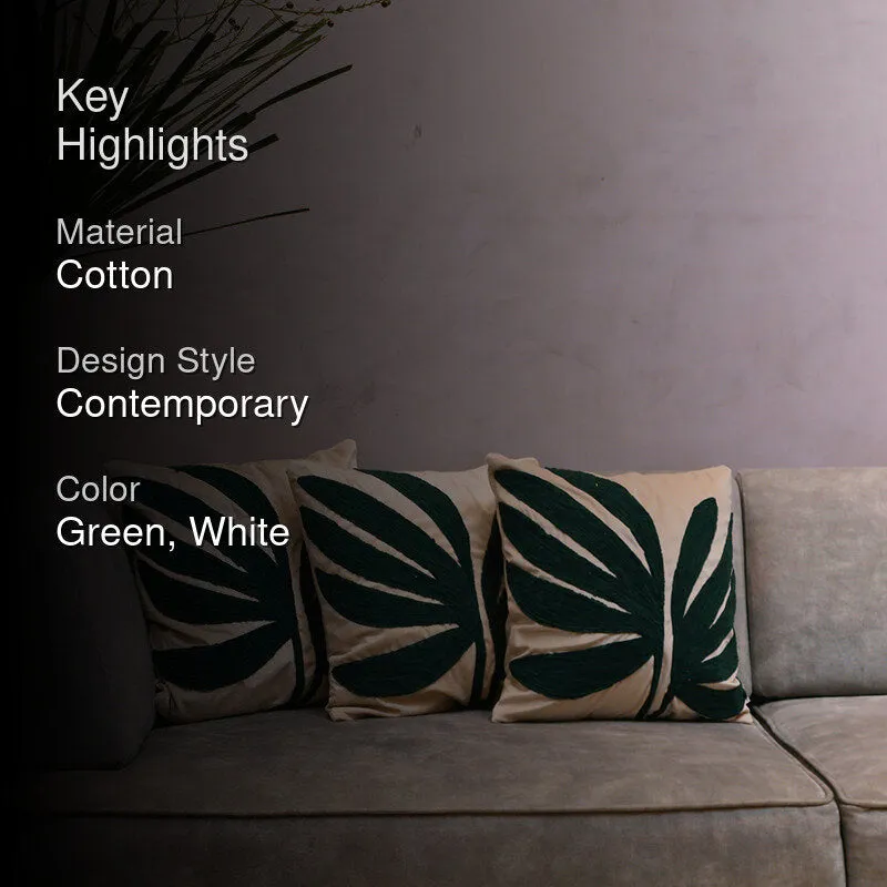Monochrome Fronds Tufted Cushion Cover (Black & White) - Set Of Three media 2