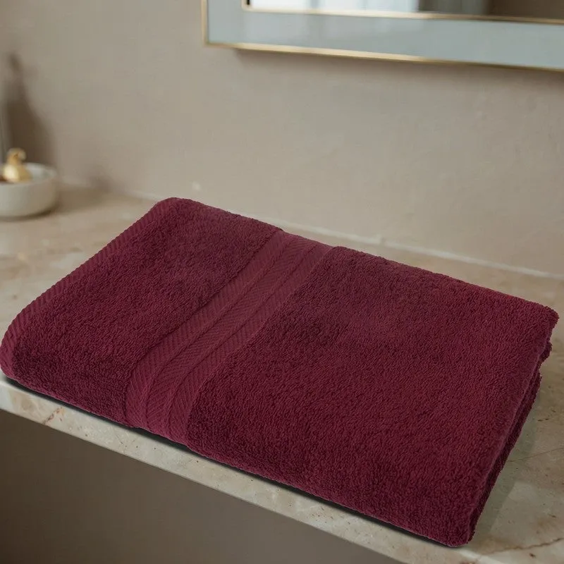PlushAura Cotton Bath Towel (Maroon) media 3