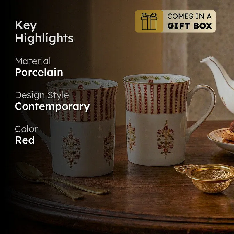 Gilded Classic 24k Gold Brushed Porcelain Coffee Mug (300 mL Each) - Set of Two media 2