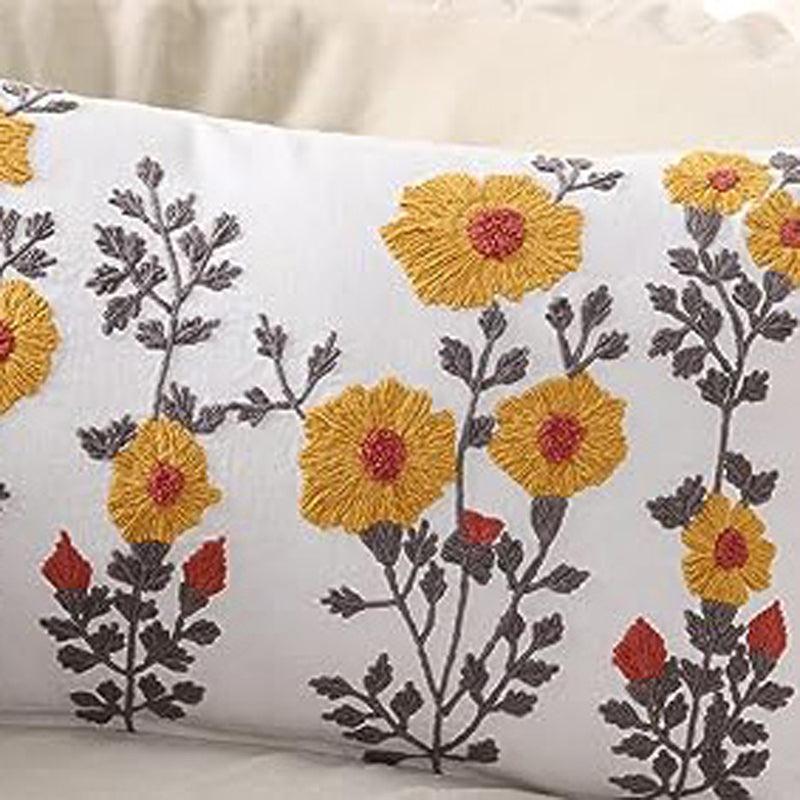 French Cottage Charm Embroidered Rectangle Cushion Cover media 4