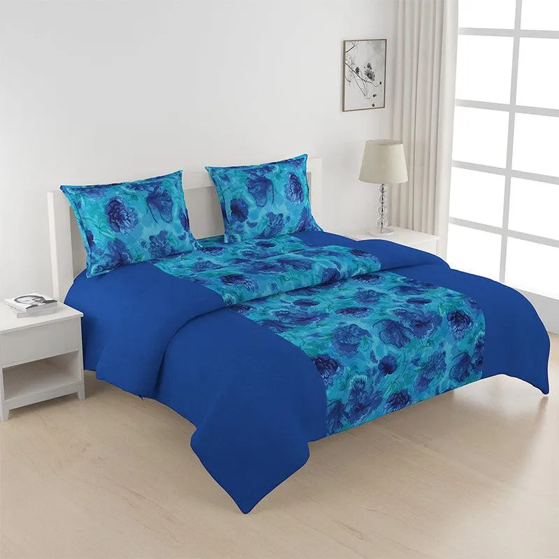 Swayam Beatific Blue Floral Bedding Set media 1