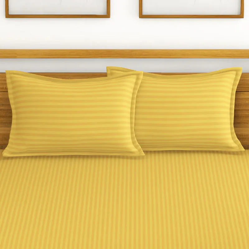 Hilton Cotton Bedsheet (Golden Yellow) - 210 TC media 3