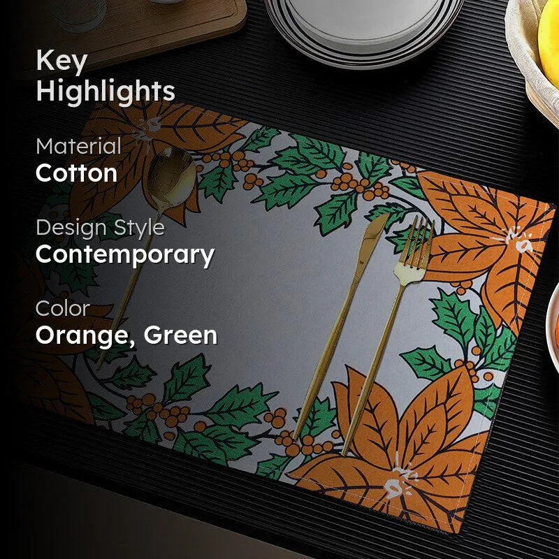 Acora Floral Placemat (Orange) - Set of Four media 2